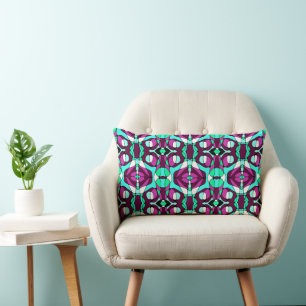 Mazipoodles Neuro Art - Magenta Turquoise Green Lumbar Pillow