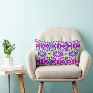 Mazipoodles Neuro Art - Purple Grey Yellow Navy Lumbar Pillow