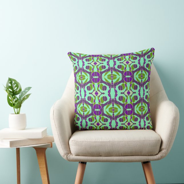 Mazipoodles Neuro Art - Spearmint Purple Green Throw Pillow (Chair)