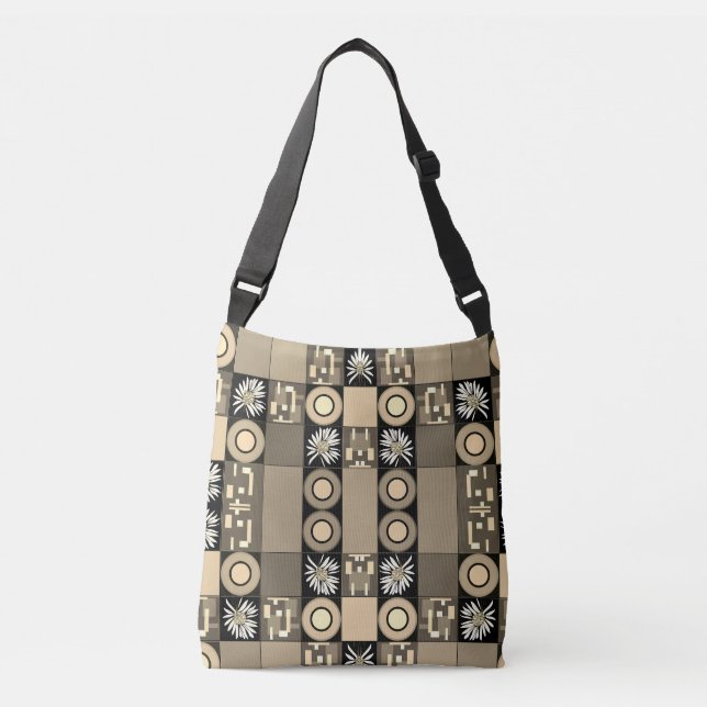 Mazipoodles Patchwork Quilt 2 Sepia Crossbody Bag (Front)