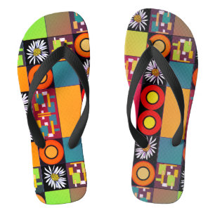 Mazipoodles Patchwork Quilt 4 Multi Flip Flops