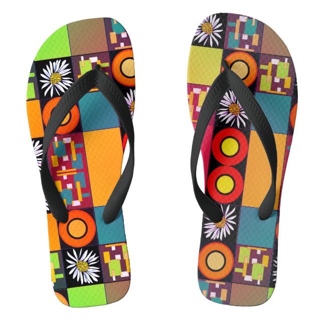 Mazipoodles Patchwork Quilt 4 Multi Flip Flops (Footbed)