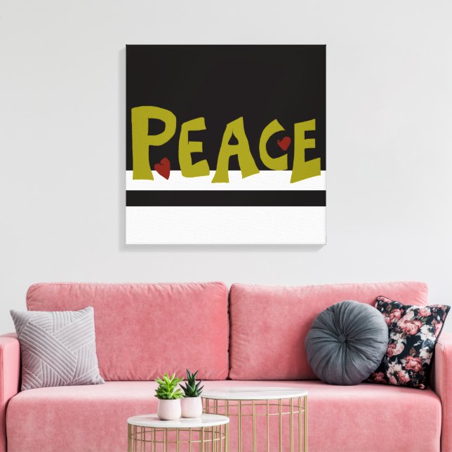 MAZIPOODLES Peace Olive Green Canvas Print (Insitu(LivingRoom))