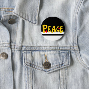 MAZIPOODLES Peace Yellow Button