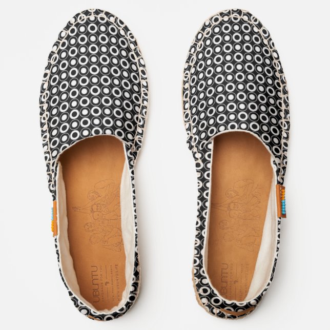 Mazipoodles Polka Dot Donuts Black White Espadrilles (Front)