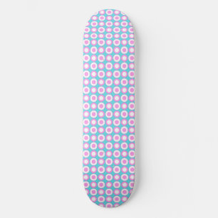Mazipoodles Polka Dot Donuts - Blue Pink White Skateboard