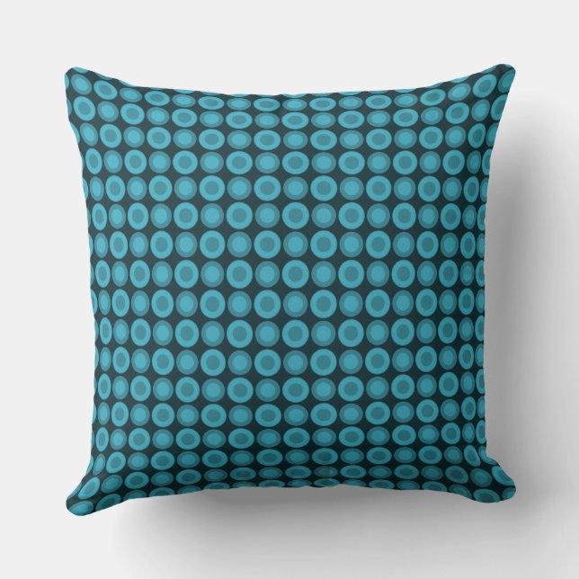 Mazipoodles Polka Dot Donuts - Dark Teal Throw Pillow (Back)