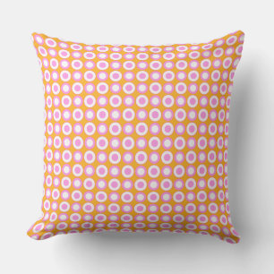 Mazipoodles Polka Dot Donuts - Orange Pink 2 Throw Pillow