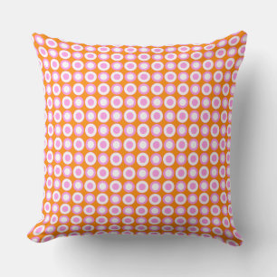 Mazipoodles Polka Dot Donuts - Orange Pink Throw Pillow
