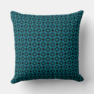 Mazipoodles Polka Dot Donuts - Teal Black Throw Pillow