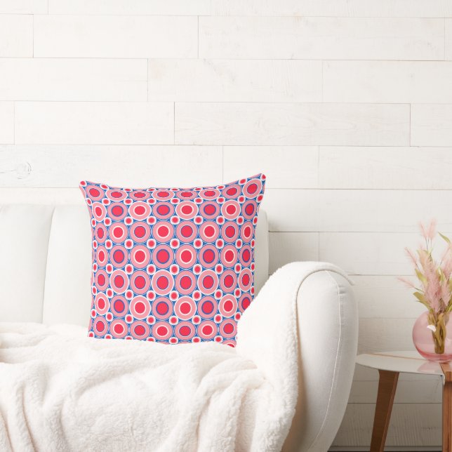 Mazipoodles Red White Blue Donuts Throw Pillow (Couch)