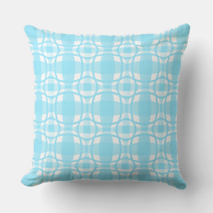 Mazipoodles Square Circle Plaid Baby Blue Throw Pillow