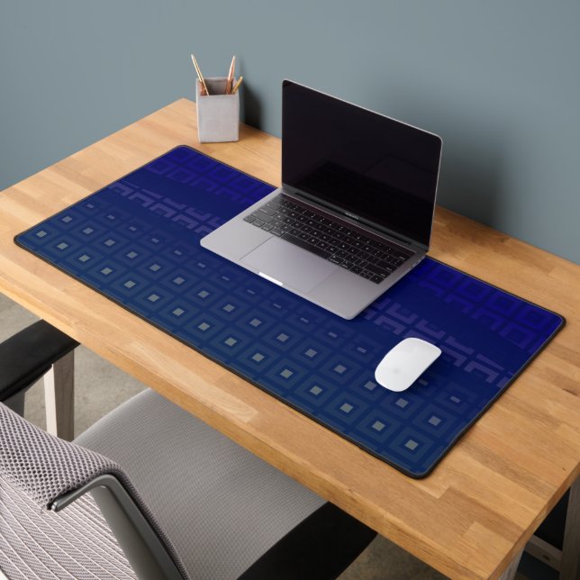 Mazipoodles Squares And Studs - Indigo Desk Mat (Office 2)