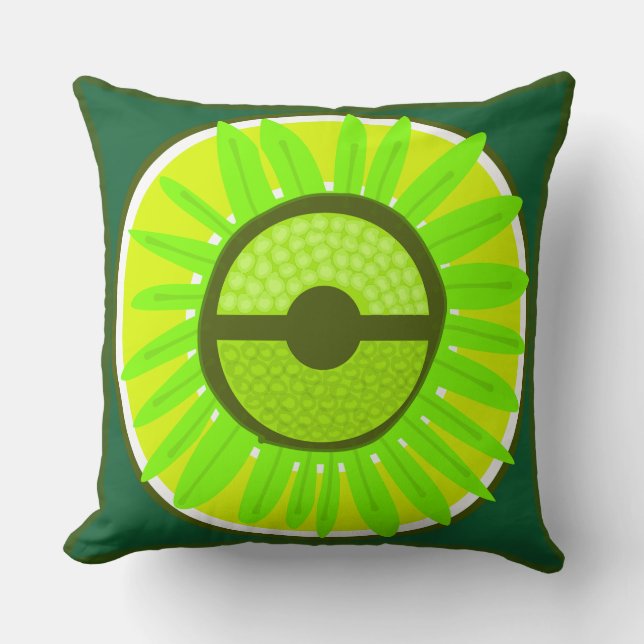 Mazipoodles Sunflower Sunshine: Green  Throw Pillow (Front)