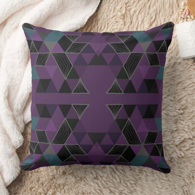 Mazipoodles Triangle Diamond Trapezium 7 Throw Pillow (Blanket)