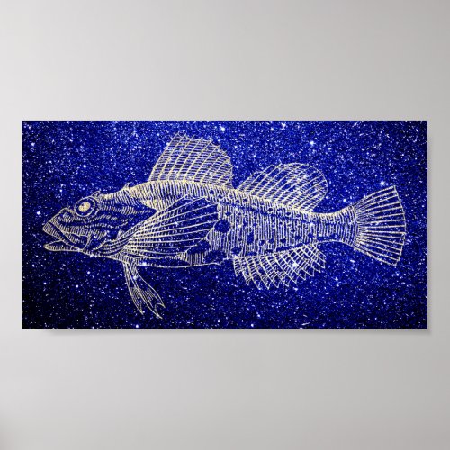 Mazola Deep Sea Fish Blue Navy Beach Foxier Gold Poster