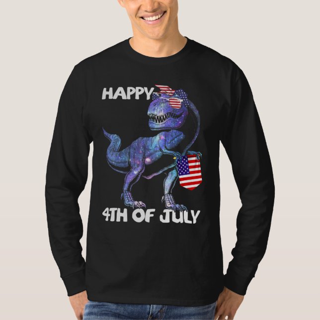 Mb35 Happy 4th July T-Rex Dinosaur Baby Toddler Bo T-Shirt (Front)