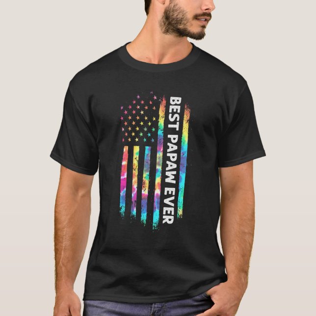 Mb Best Papaw Ever Tie Dye Usa Flag Mother's Fathe T-Shirt (Front)