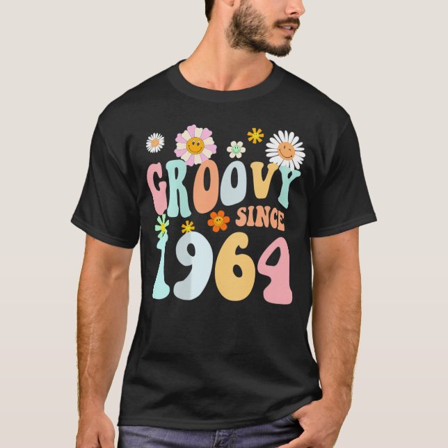 Mb Groovy Since 1964 Hippie Flower 58Th Birthday V T-Shirt (Front)