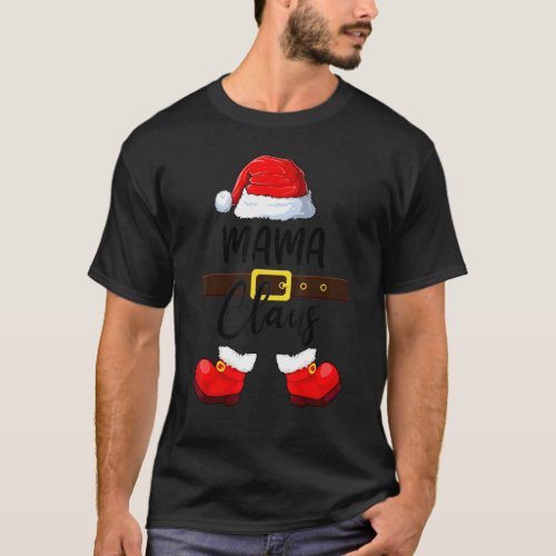 Mb Mama Claus Santa Hat Pajamas Christmas Matching T_Shirt
