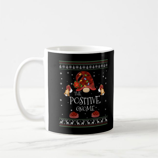 mb Positive Gnome Buffalo Plaid Christmas Light Ug Coffee Mug (Left)