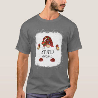 Mb Stupid Gnome Buffalo Plaid Christmas Light Blea T-Shirt