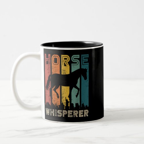 mb Vintage Horse Whisperer Funny Animal Raising Lo Two_Tone Coffee Mug