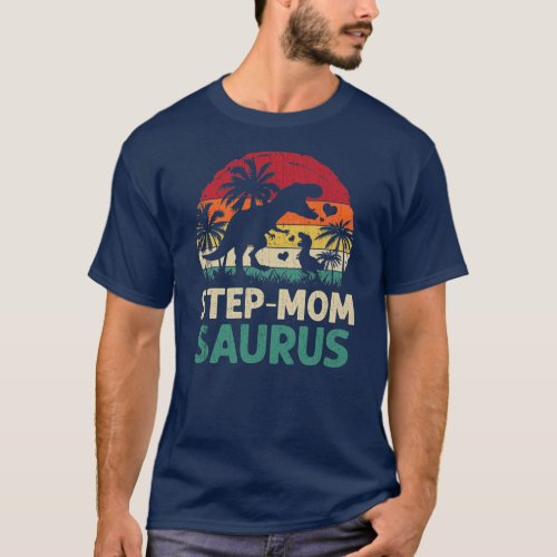 mb Vintage Step Mom Saurus Funny Dino Fathers T_Shirt