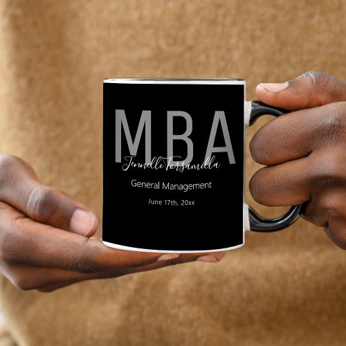 MBA Black Gray White Date Name Graduate Degree Mug