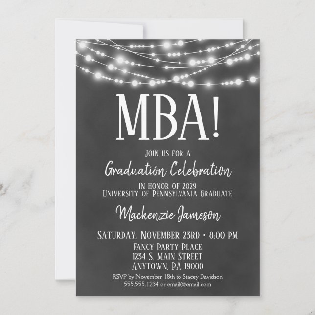 MBA Business Admin Graduation Party Invitation (Front)
