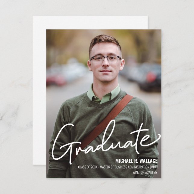 MBA business Graduate Custom photo name  Announcement (Front/Back)