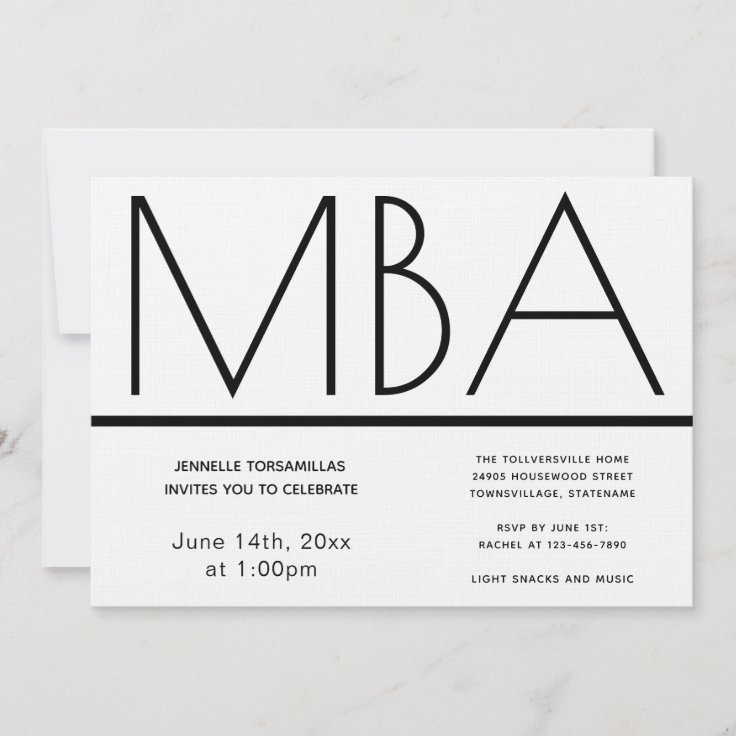 MBA degree Graduation Party Invitation Zazzle