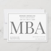 MBA degree Gray White Graduation Party Invitation (Front)