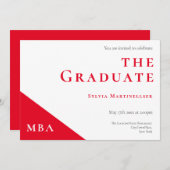 MBA Degree Red White Graduation Party Invitation (Front/Back)
