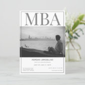 MBA degree White Gray Photo Graduation Party Invitation (Standing Front)