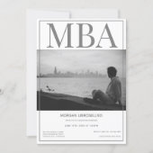 MBA degree White Gray Photo Graduation Party Invitation (Front)