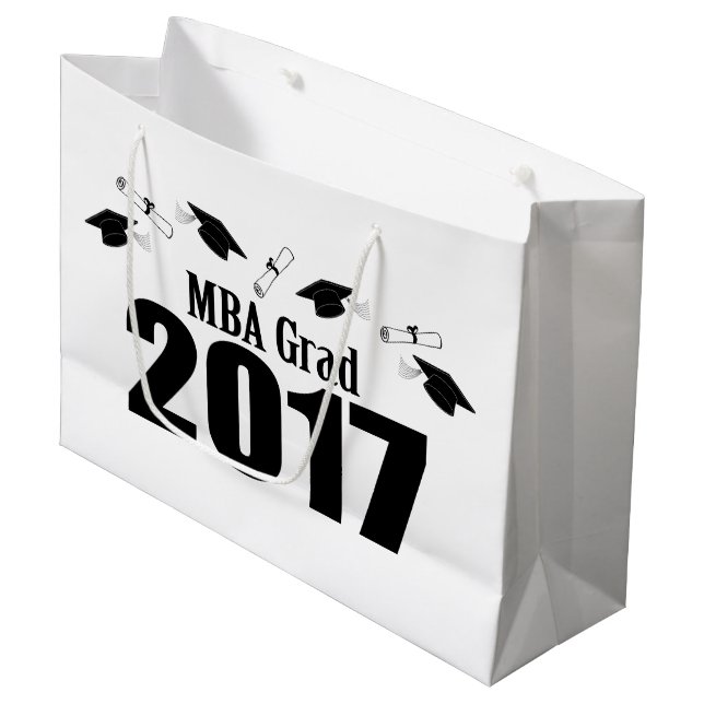 MBA Grad 2017 Graduation Gift Bag (Black) (Front Angled)