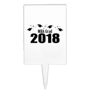 MBA Grad 2018 Caps And Diplomas (Black) Cake Topper