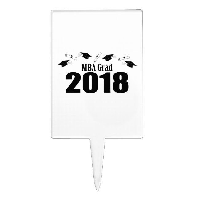 MBA Grad 2018 Caps And Diplomas (Black) Cake Topper (Front)