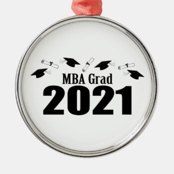 Mba Grad 2021 Caps And Diplomas (black) Metal Ornament by LushLaundry at Zazzle