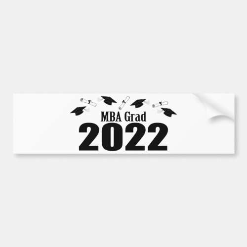 MBA Grad 2022 Caps And Diplomas Black Bumper Sticker