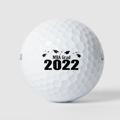 MBA Grad 2022 Caps And Diplomas Black Golf Balls