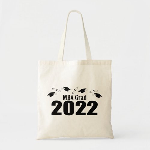 MBA Grad 2022 Caps And Diplomas Black Tote Bag