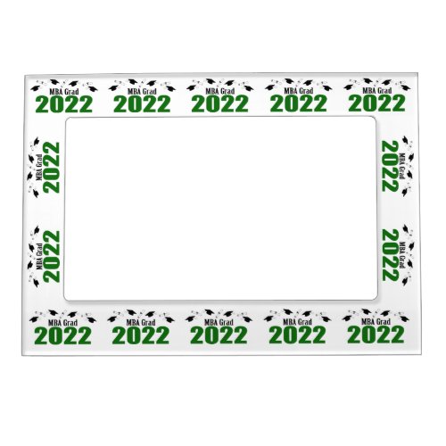 MBA Grad 2022 Caps And Diplomas Green Magnetic Frame