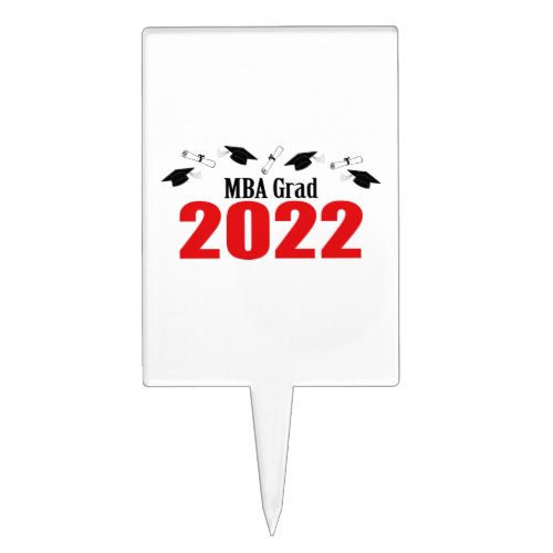 MBA Grad 2022 Caps And Diplomas Red Cake Topper