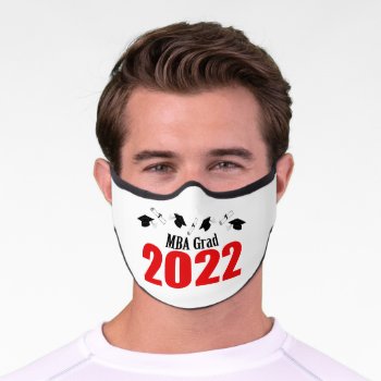 Mba Grad 2022 Caps And Diplomas (red) Premium Face Mask by LushLaundry at Zazzle
