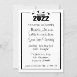 MBA Grad 2022 Graduation Invite (Black Caps)
