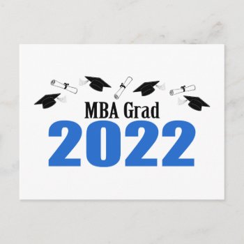 Mba Grad 2022 Postcard Invite (blue Caps) by WindyCityStationery at Zazzle