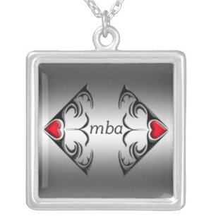 mba silver plated necklace