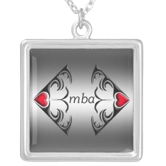 mba silver plated necklace (Front)